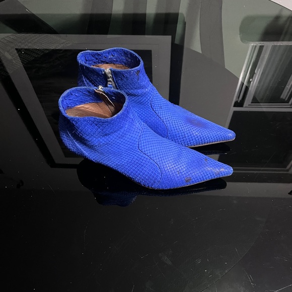 Dries Van Noten Shoes - Dries Van Noten “Sexy as Hell” Blue Suede Snakeskin Boots